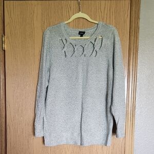 Gray Sweater with Cutout Design
